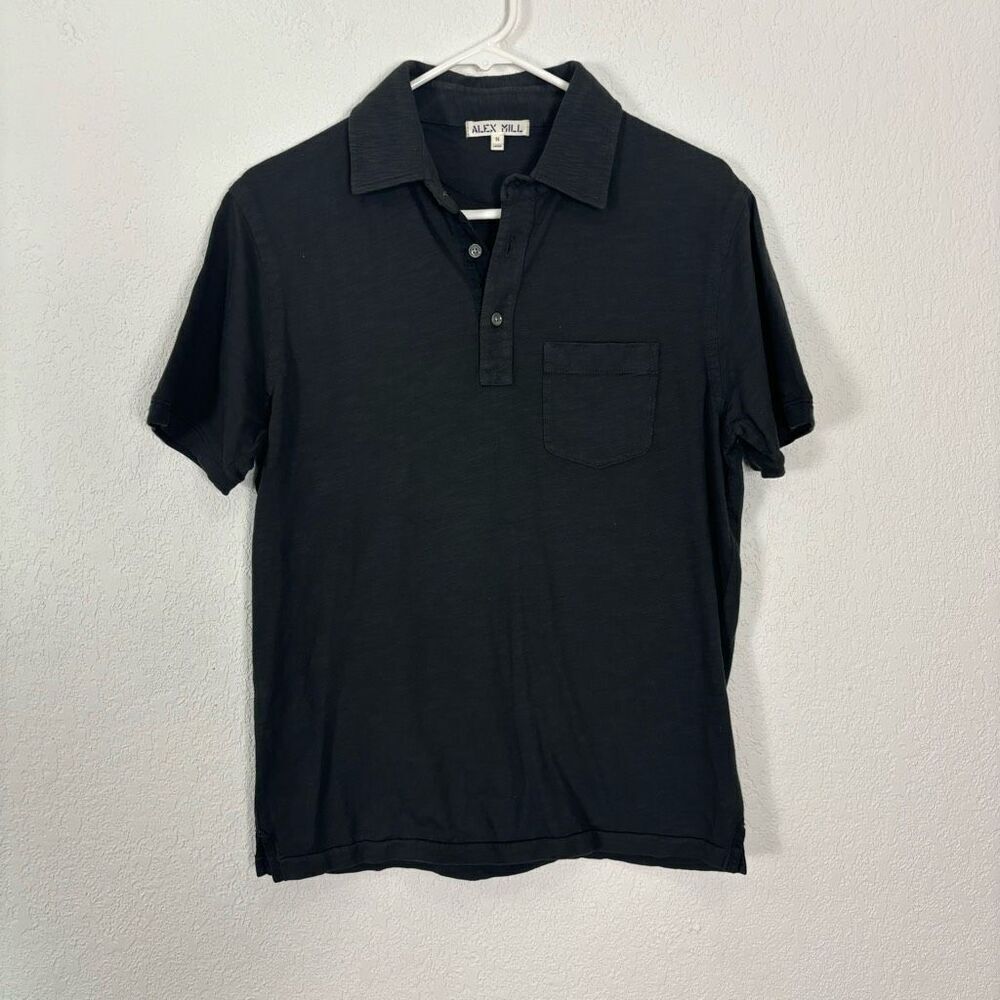 Alex Mill Men's Charcoal Grey‎ Collared Polo Short Sleeve Top Size Small